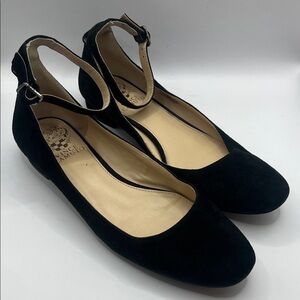 Vince Camuto Black Ankle Strap Flats